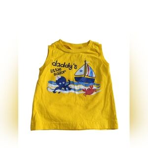 Al & Ray Yellow Sleeveless Kids Shirt - Daddy's Little Sailor Design Size 3-6M.